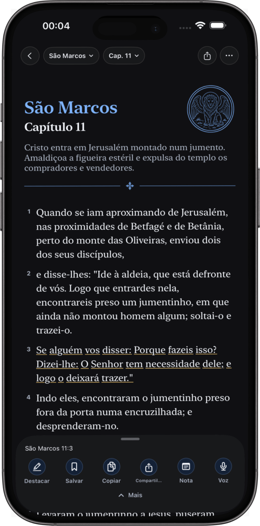 Leitor da Bíblia do Ambo com ferramentas de leitura